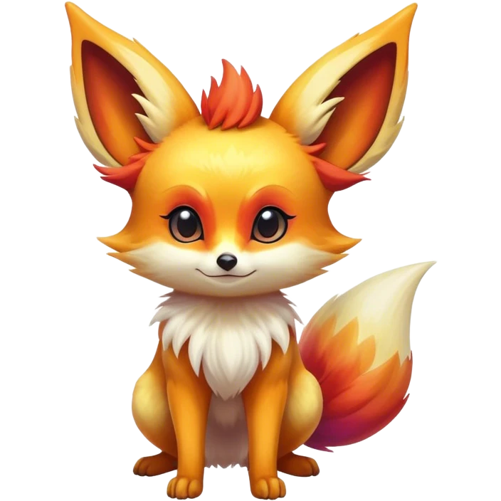 Shiny Vibrant Colorful Iridescent Fennekin-Eevee-creature-hybrid emoji