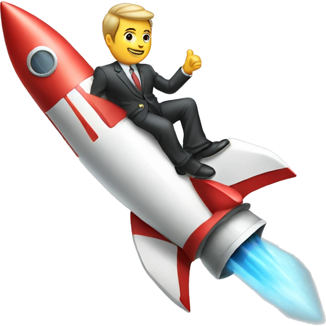 business man riding a rocket ship emoji