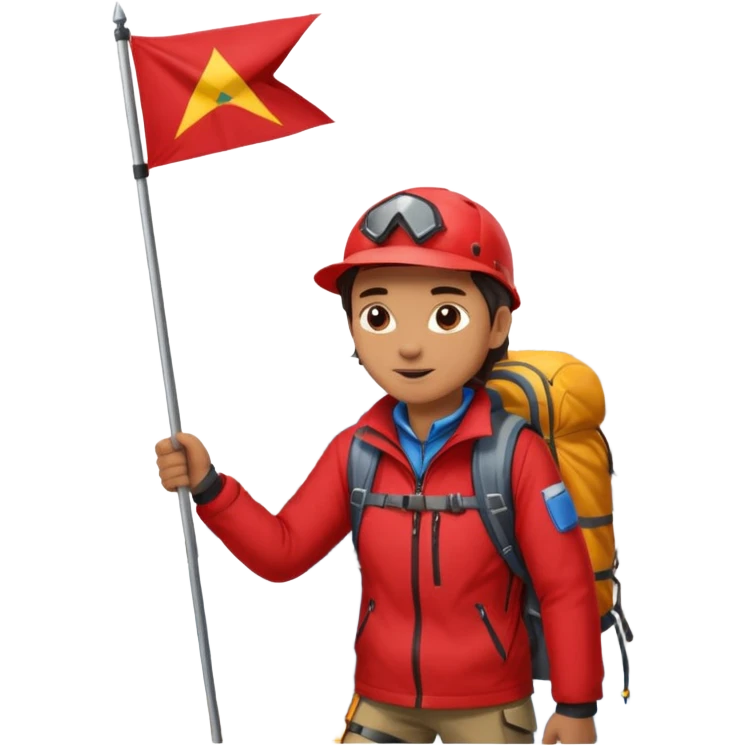 guide with flag in Mountain Climbing Team emoji