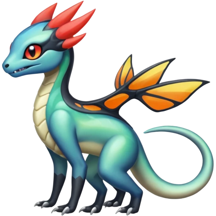 Colorful Translucent Tricky Hot Handsome Meloetta-Salandit-Nargacuga-Pokémon-Fakémon-fusion-hybrid-creature emoji