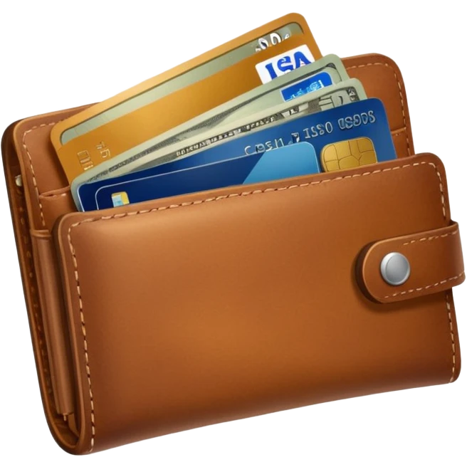 portefeuille marron avec pleins de billet et carte bancaire emoji