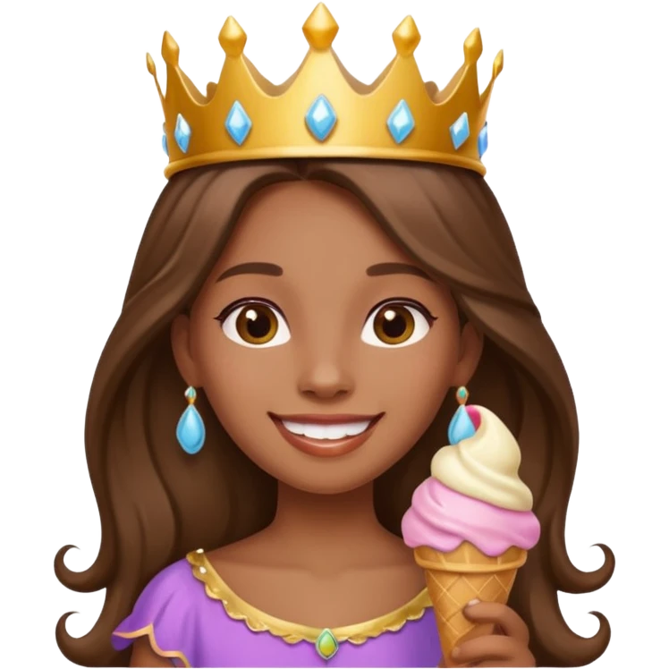 brown Princess with ice cream emoji
