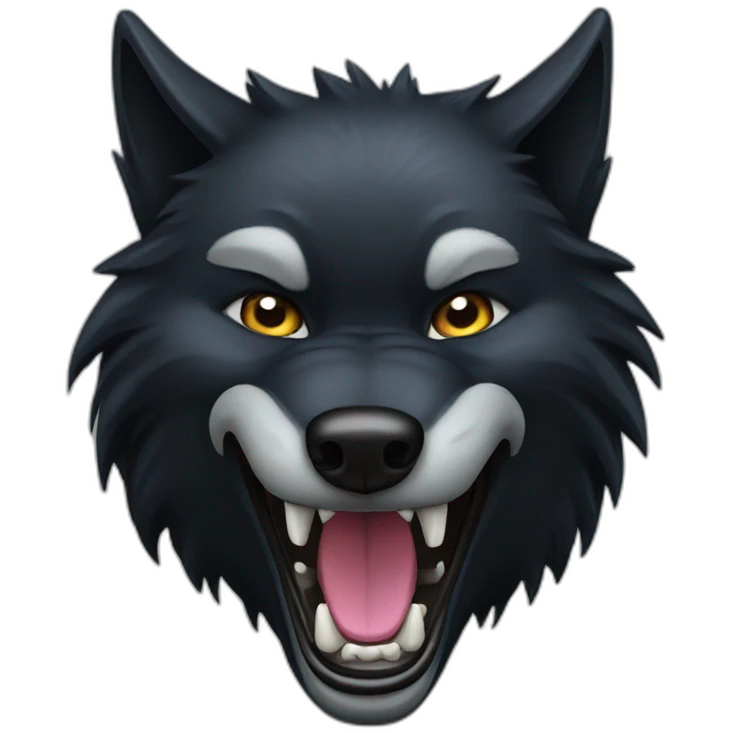 Black wolf growling  emoji