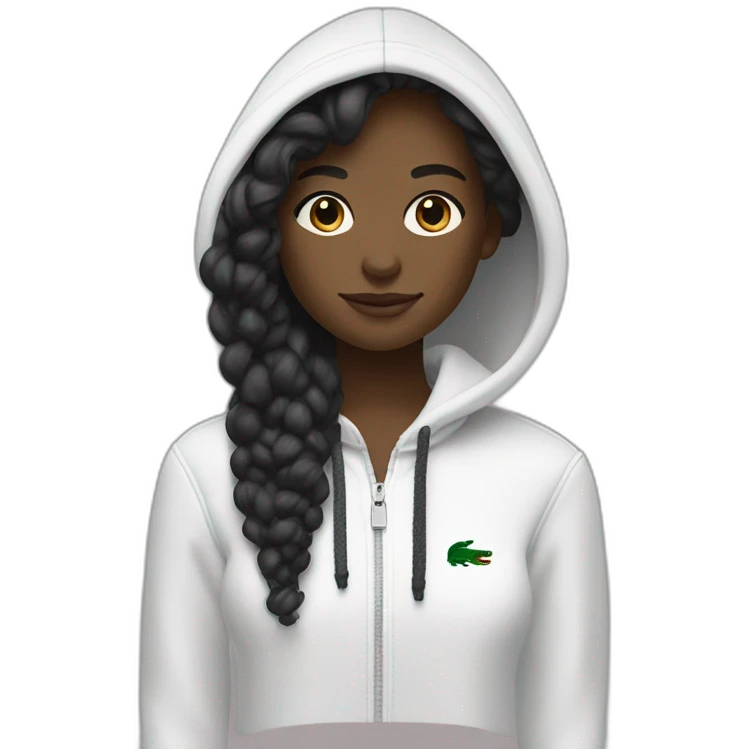 Lacoste tênis black girl with white lacoste hoodie emoji