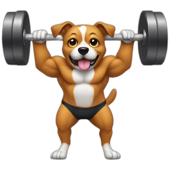 A dog lifting a barbell  emoji