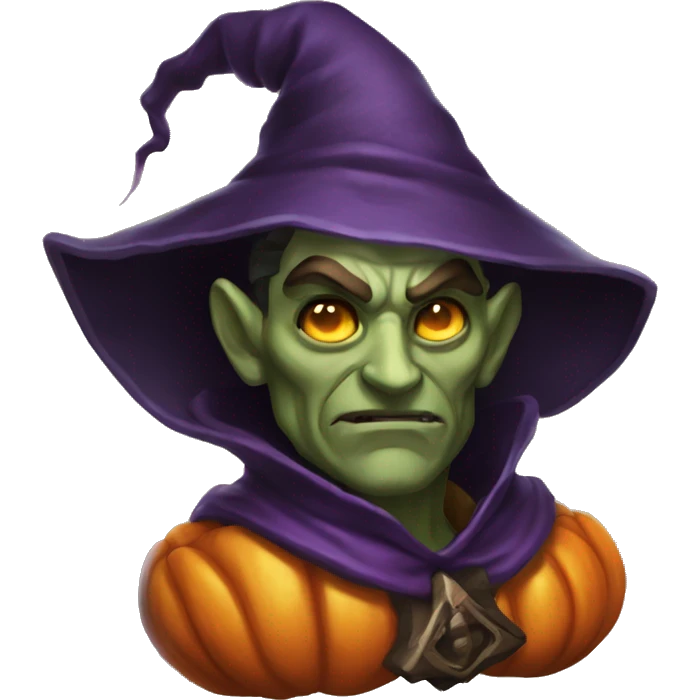 half-orc male wizard necromancer pumpkin emoji