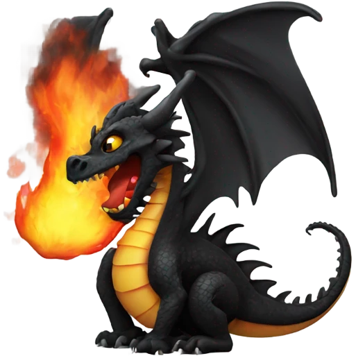 Black dragon blowing fire emoji