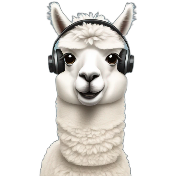 alpaca wearing headphones emoji