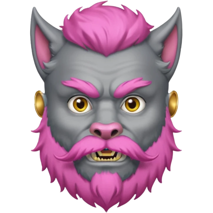gray warewolf with pink beard and gold circle earring  emoji