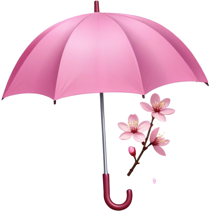 ☂️🌸Two cherry blossoms dropped from a pink umbrella emoji