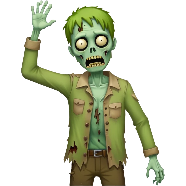 green zombie with one hand raised in the air emoji