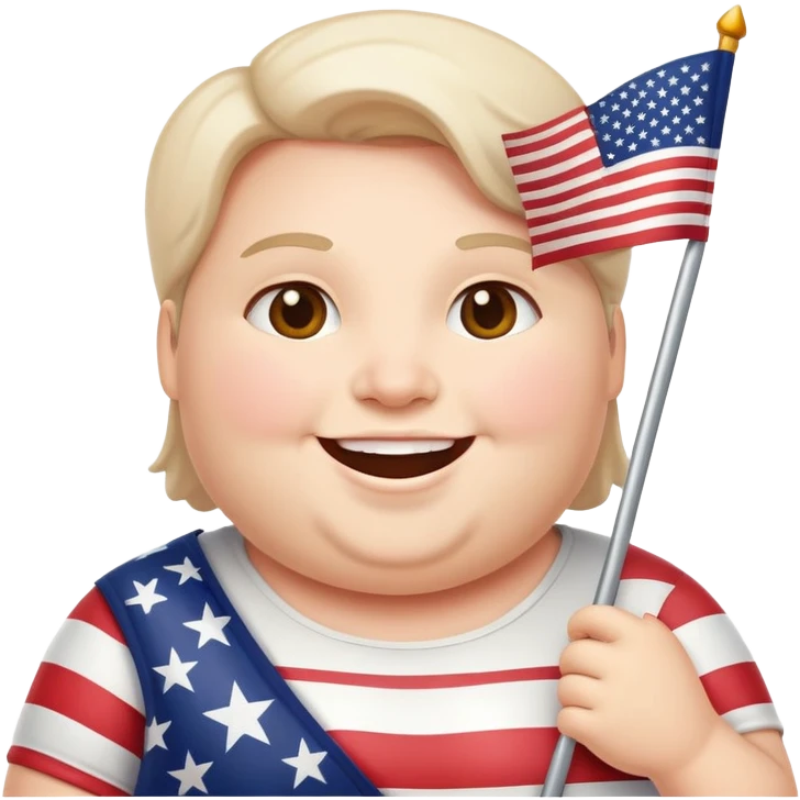 happy plump American with flag emoji