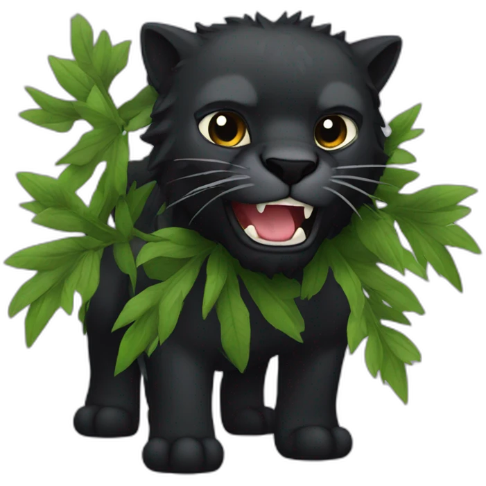 black pantera animal with a sharp tooth behind a bush emoji