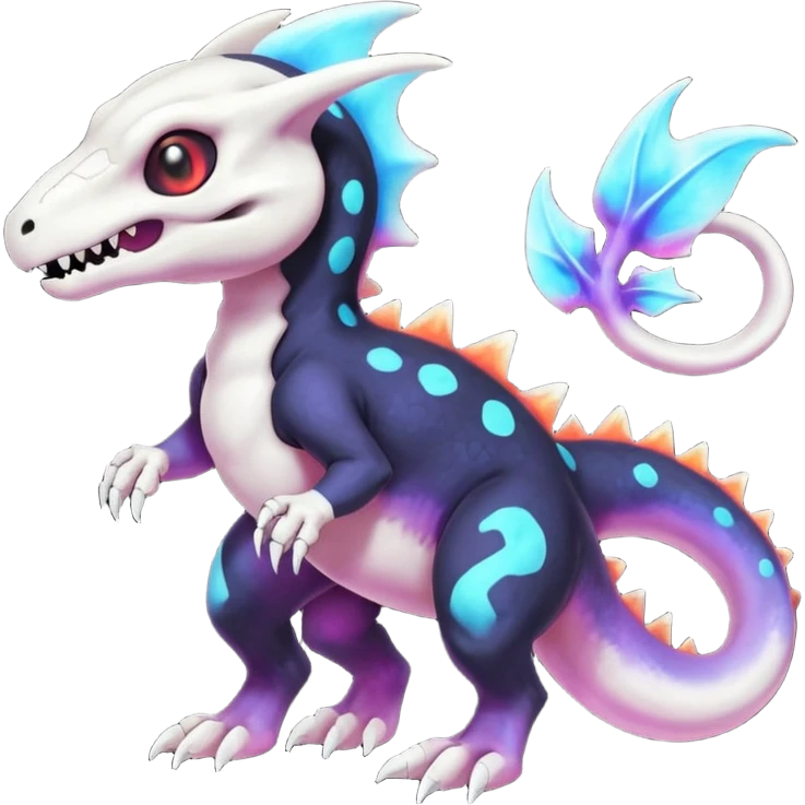 Nebulae Salandit-Cubone-Duskull-Noibat-Fakémon-hybrid-creature (full body)  emoji