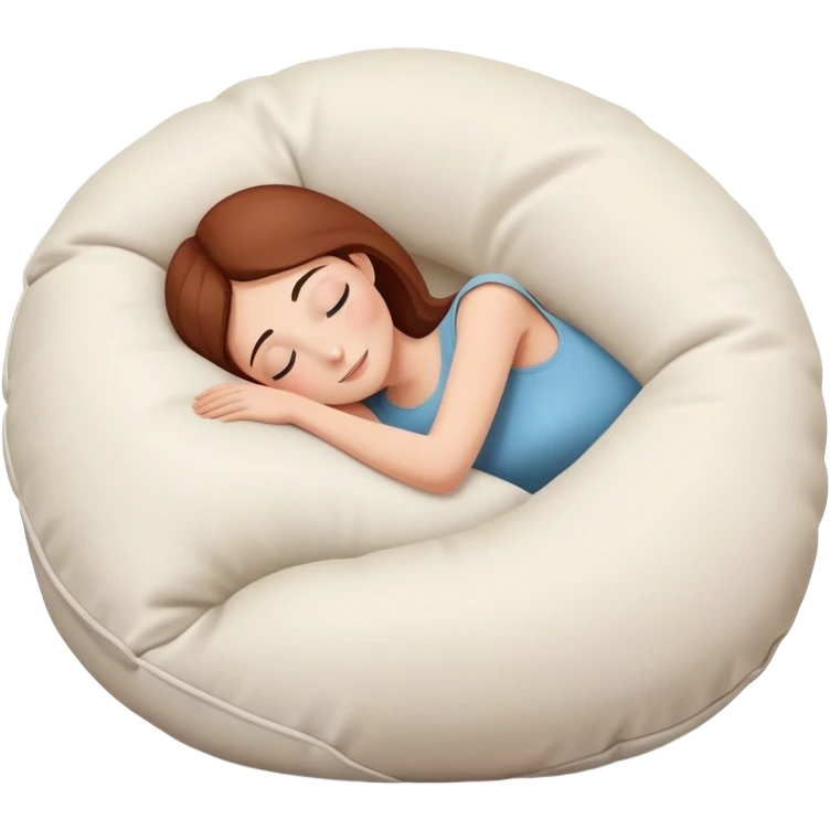 Woman hugging a giant pillow in total relaxation mode emoji
