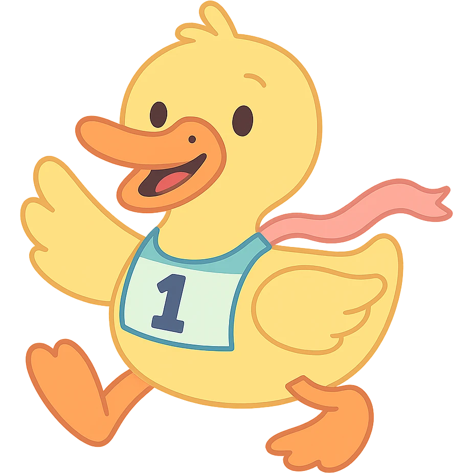 cartoon duck for a duck race in pastel toon style emoji