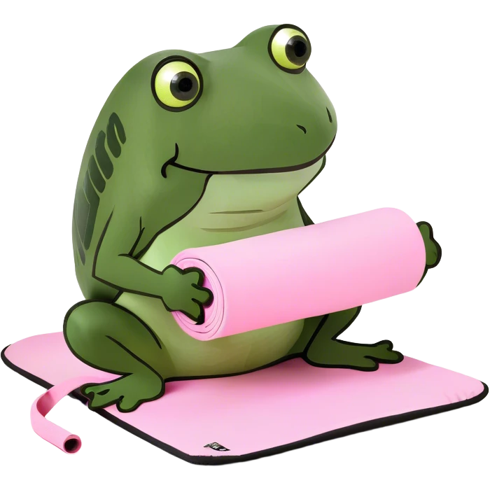A blonde white girl in a light pink fitness suit with a full-length fitness mat emoji