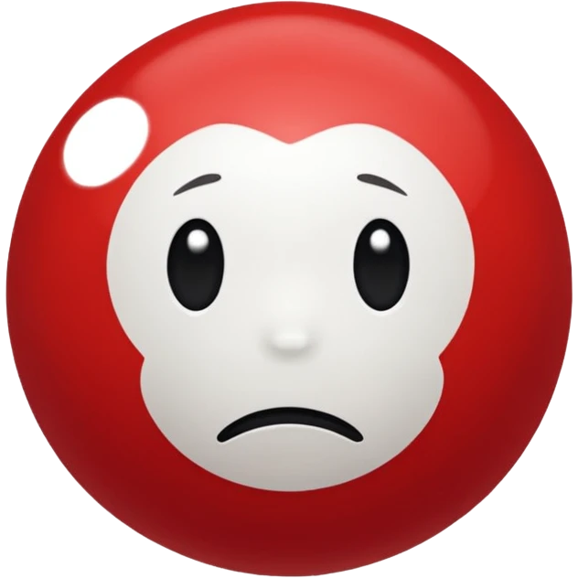 Little red ball with sad face with text: pallina emoji