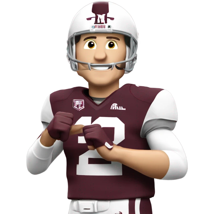 Johnny manziel in a Texas a&m maroon uniform holding up one thumb  emoji