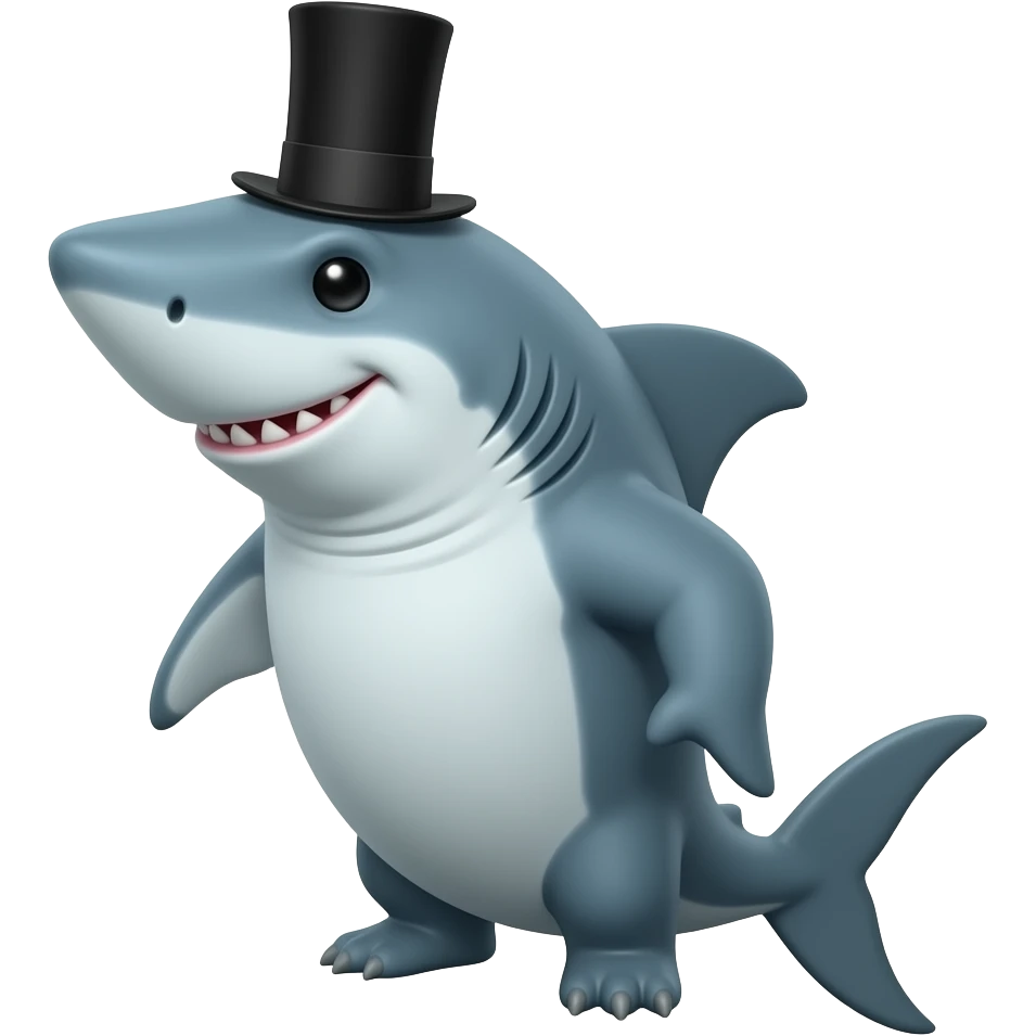 Shark with a top hat emoji