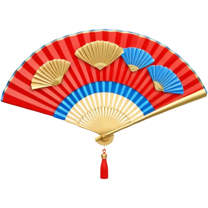 3d emoji of a japanese hand fan in glossy circuit design emoji