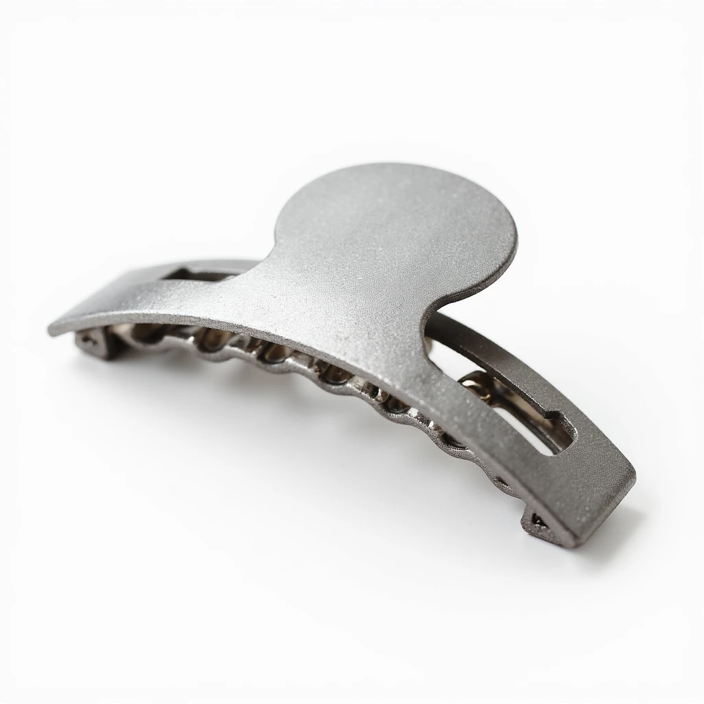 realistic hairclip made of platinum metal, photorealistic, isolated, no hair, neutral background emoji
