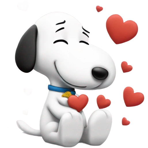 snoopy with love emoji