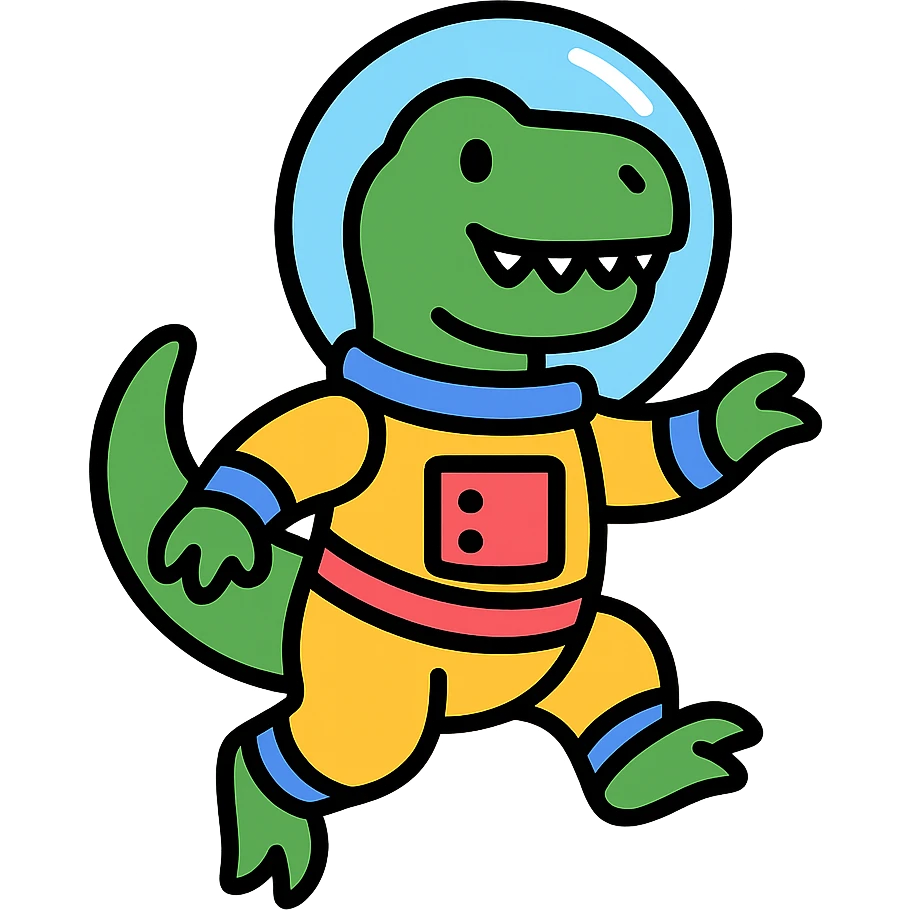 t-rex astronaut in a colorful spacesuit, floating in space emoji
