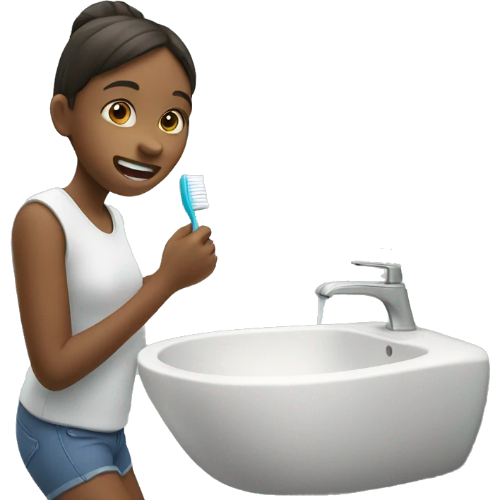 Girl brushing teeth emoji