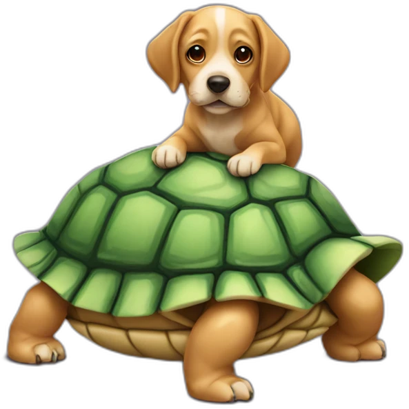 Chien sur une tortue emoji