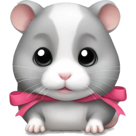 Grey hamster with a bow emoji