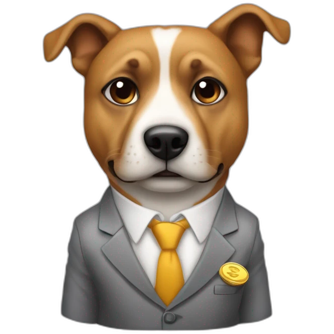 perro con traje y dinero en el hocico emoji