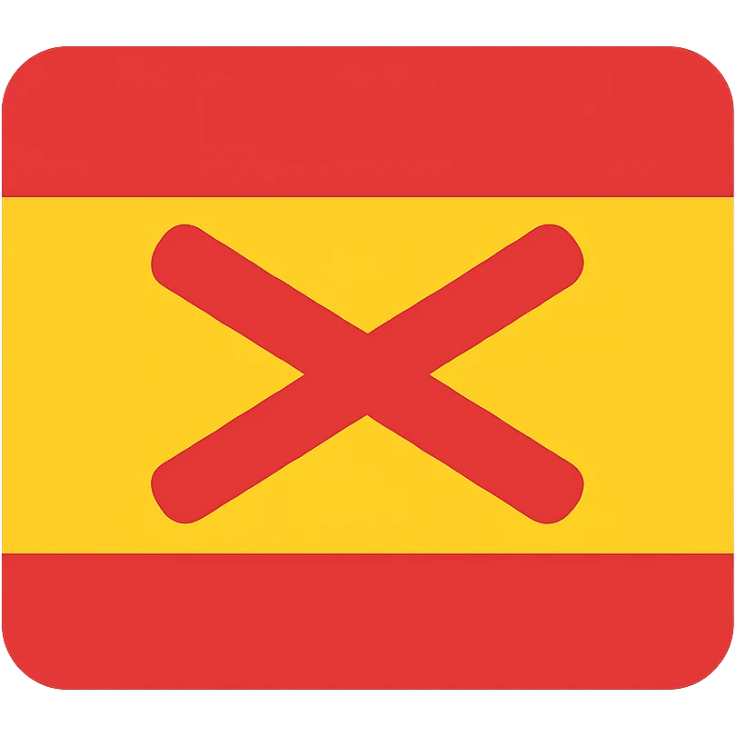 Spanish flag with Burgundy cross, iconic style, red and yellow colors emoji