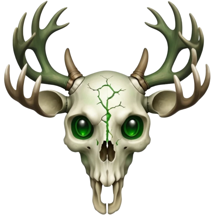 Deer skull with green heart eyes emoji