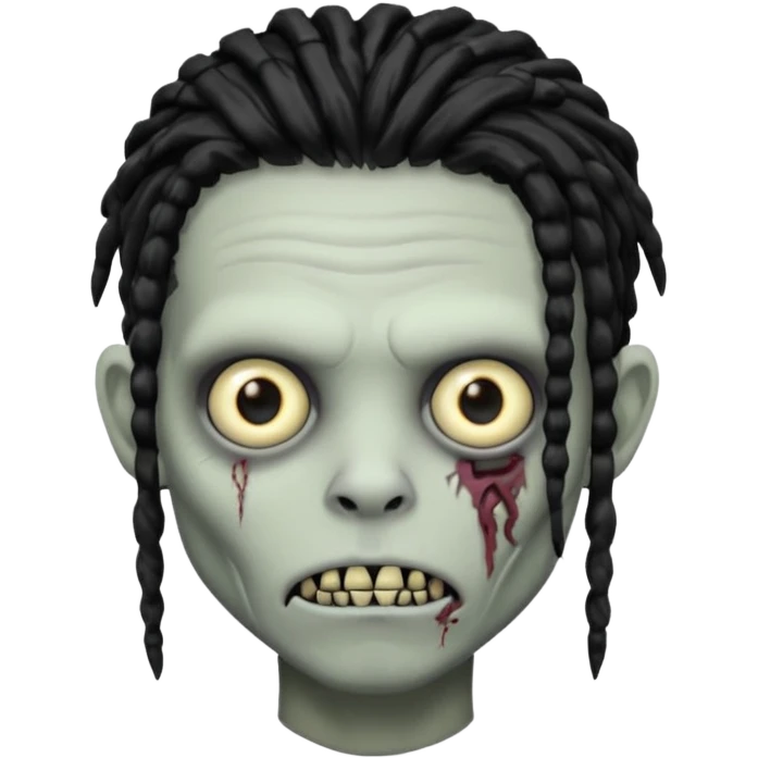 Grey pale skinned zombie boy skin so with black dreadlocks. Nose and ear piercings. Emo. emoji