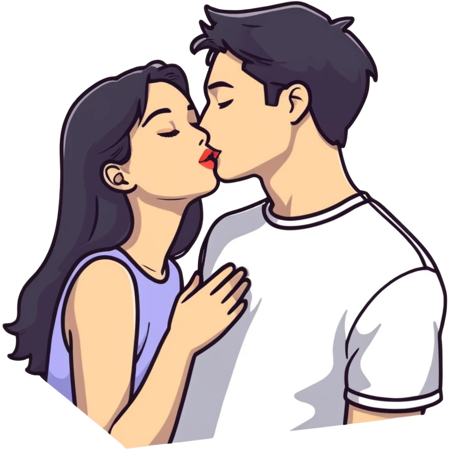 Girl kissing her boyfriend emoji