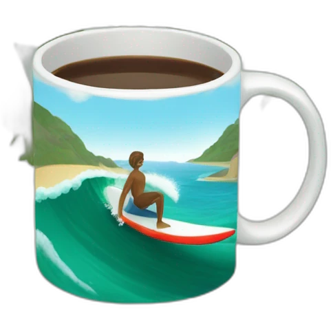surfer drinking coffee at the sea emoji