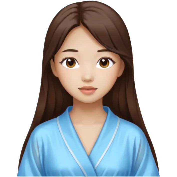 girl aesthetic emoji, asian beautiful make up long brown hair shower clothes emoji