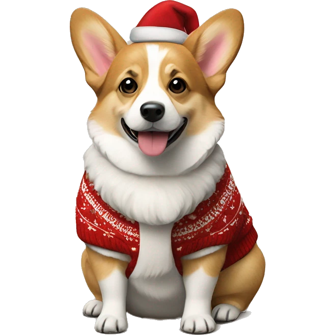 Welsh corgi wearing christmas Sweater  emoji