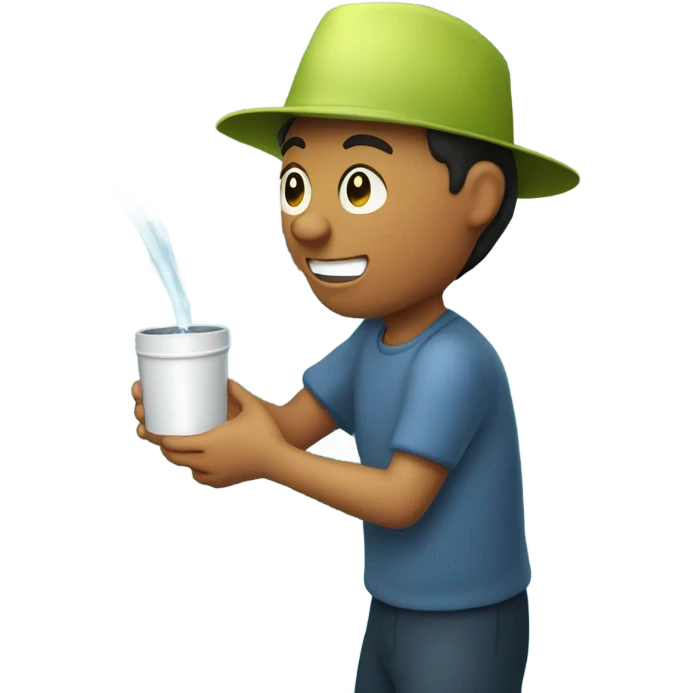 Someone drawing fresh water emoji
