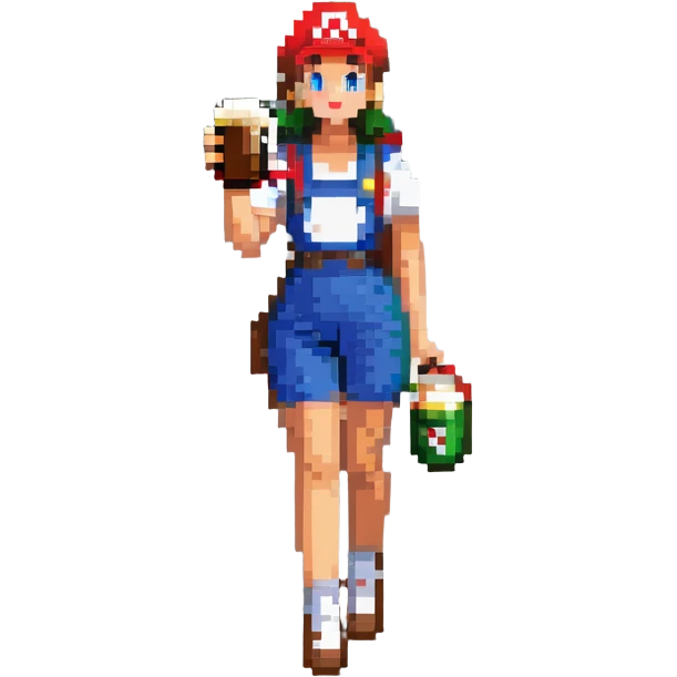 mario drinking beer with thai lady in thailand walking street emoji