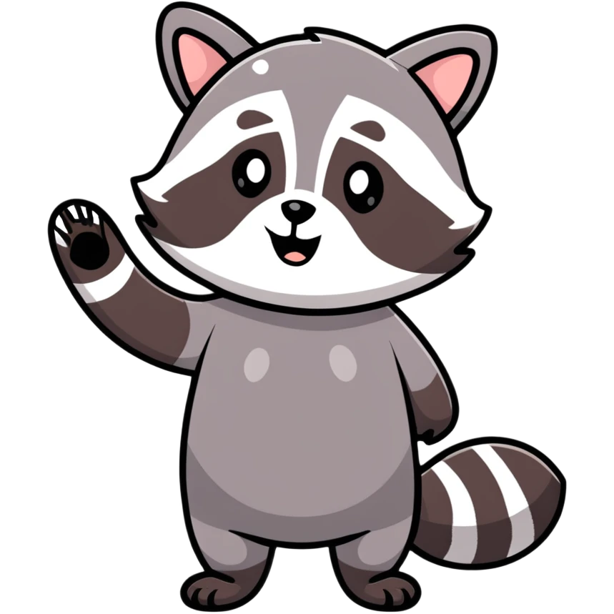 raccoon waving hello emoji