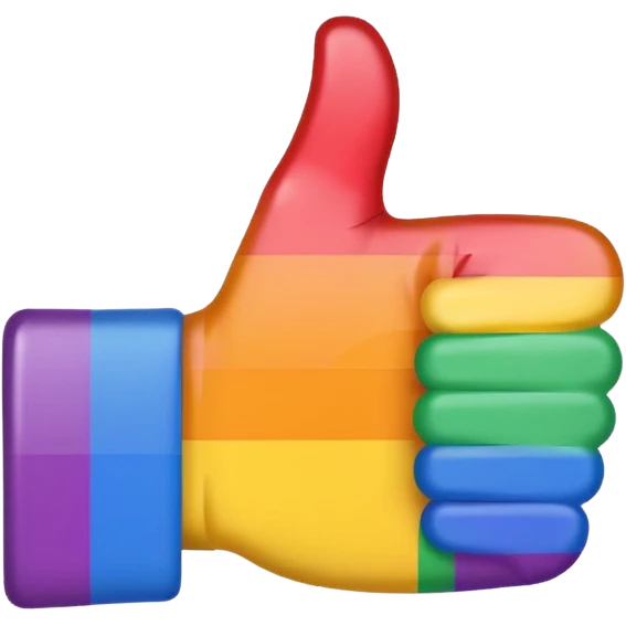thumbs up emoji with pride flag pattern including trans, black, and intersex colors emoji