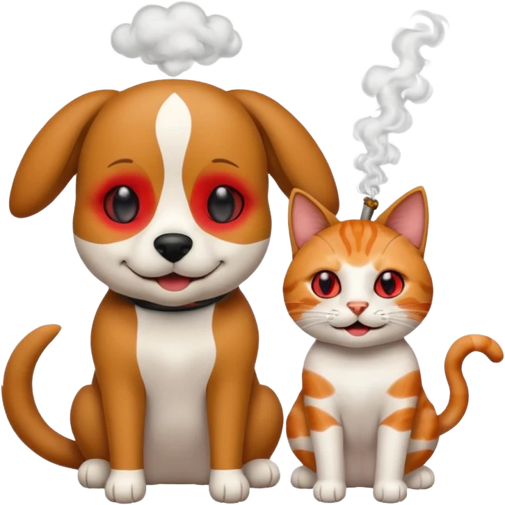 Dog and cat smoking weed emoji