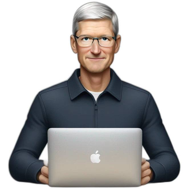 tim cook with a macbook pro emoji