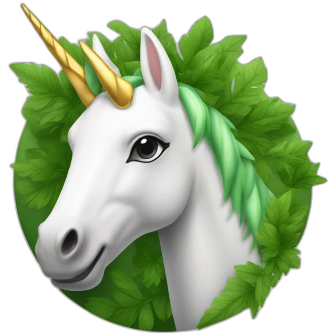 Une licorne verte et banche avec ses ailes emoji