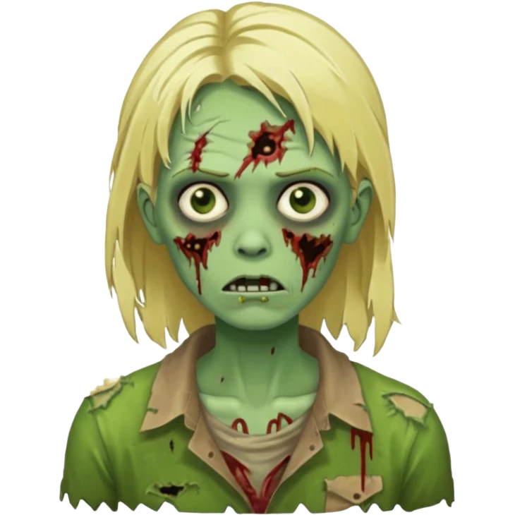 Uma zumbi verde de cabelo loiro emoji