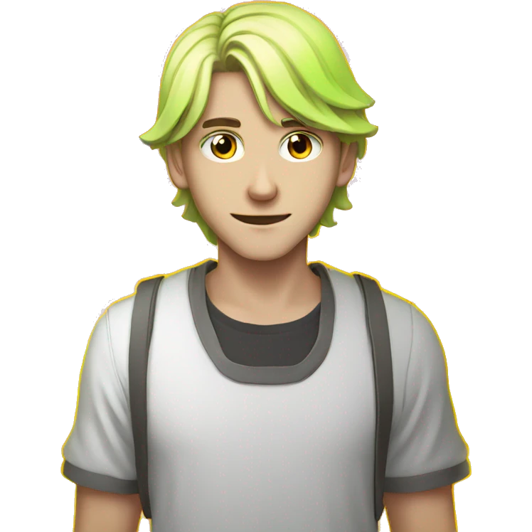 Anime gamer white guy  neon  emoji