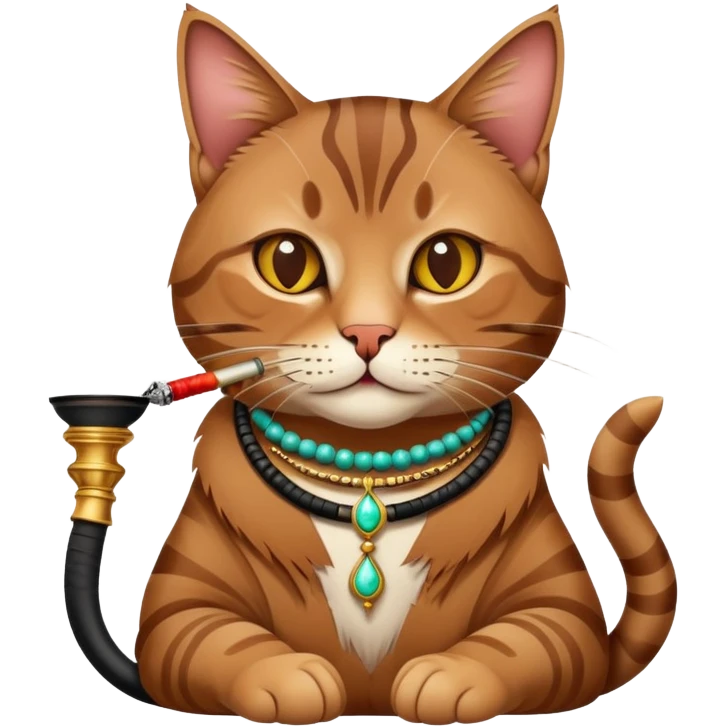 Eine getigerte braune Katze die Shisha raucht  emoji
