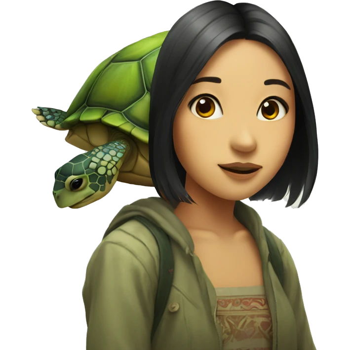 a turtle on an asia girl head emoji